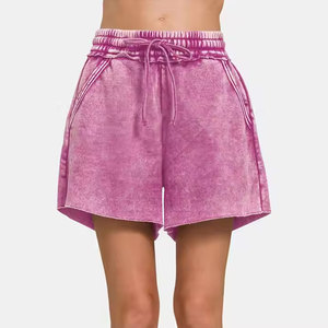 2025 élégant taille haute lavage à l'acide femmes Shorts respirant taille haute conception confortable taille haute femmes Shorts - Product Image 1