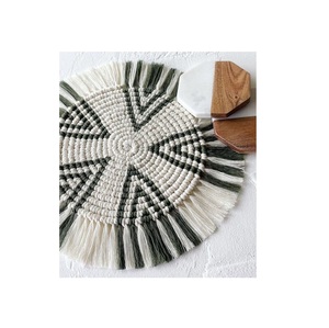 Standard Quality Handmade Cotton Macrame Potholder Fringe Macrame Candle Coaster Woven <b>Placemat</b> for Kitchenware - Product Image 4