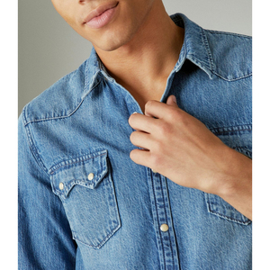 Camisa de Vestir Formal de Manga Larga con Cuello Alto para Hombre, de Algodón/Poliéster, Color Sólido, para Otoño, Antiarrugas y Transpirable - Product Image 3