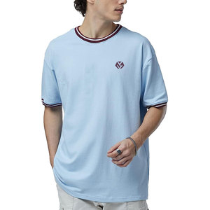 T-shirts de haute qualité avec impression simple de logo sur mesure pour hommes T-shirt surdimensionné en coton de couleur bleu clair lourd pour hommes - Product Image 1