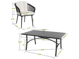 Juego de Mesa de Comedor de Hierro Fundido Resistente y Moderno, Sillas de Jardín Cómodas para Parque, Apartamento, Villa, Hotel - Product Image 3