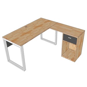 โต๊ะคอมพิวเตอร์รูปตัว L พร้อมขาตู้ไม้ธรรมชาติ HBRT070 - Product Image 3