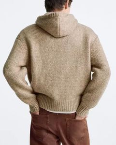 Sweat à capuche surdimensionné d'hiver personnalisable OEM pour hommes, tissu polaire à épaules tombantes, motif uni, tricot, poche - Product Image 3