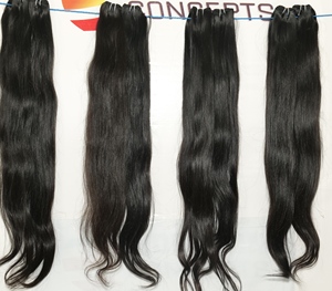 Cabello Humano Virgen Indio Crudo Sin Procesar, Extensiones de Cabello Humano Remy, Trama Doble Fusionada a Máquina, Cabello Humano Liso - Product Image 5
