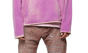 Fabricant Logo personnalisé Broderie dégradée Soleil Ensemble sweat à capuche vintage Sweat à capuche en coton lourd délavé à l'acide pour hommes - Product Image 5