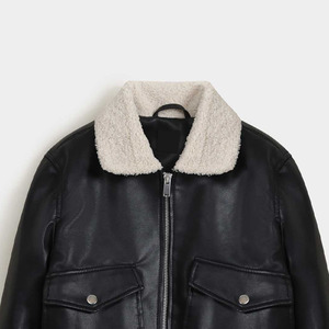Meilleur prix Veste coupe-vent imperméable en cuir véritable de qualité supérieure pour homme avec logo personnalisé, teinte unie pour l'hiver, toutes tailles disponibles - Product Image 4