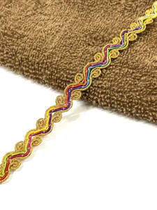 Indian Multi Ethnic Cotton Embroidery Mirror Sequins Thread Lace <b>Trimming</b> 25MM Soft Ribbon Pattern Muslim Women's Footwear - Product Image 2