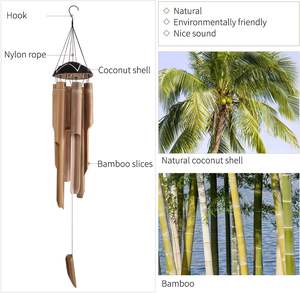Handmade Bamboo Wind Chimes for Outside 33 Inch <b>Large</b> Coconut Top Clearance & Deep Tune Wooden Windchimes Home <b>Decor</b> for <b>Outdoor</b> - Product Image 5