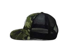 Casquette de camionneur camouflage personnalisée à 6 panneaux avec patch tissé et dos en maille noire, casquette de style pêche réglable pour l'extérieur - Product Image 3