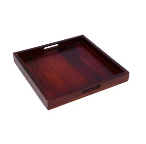 Bandeja de madera de forma redonda de latón AK con diseño de hoja Juego de base de metal de 2 bandejas personalizadas para utensilios de cocina/vajilla - Product Image 4