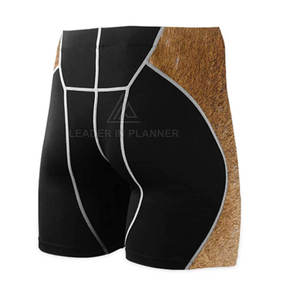 Men's Casual Fitness Base <b>Layer</b> Compression Shorts Leggings Front Logo Quick Dry Sports Tight Stretch Solid High Quality - Product Image 4