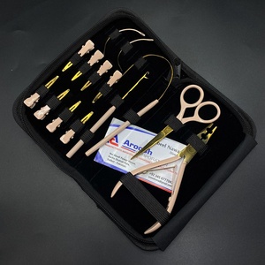 Le kit d'outils professionnel d'extensions de cheveux Gold & Peach comprend une séparation en boucle et une pince à deux trous pour les cheveux à double trame Remy Machine - Product Image 1