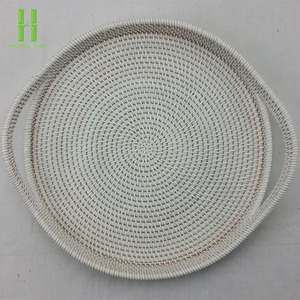 Bandeja de servicio de ratán redonda personalizable, bambú de madera natural para uso doméstico en hoteles y restaurantes, Vietnam - Product Image 5