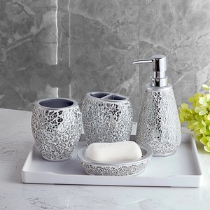 Premium Crushed Crystal Work Bathroom Set Sleek Stylish Storage Ideal For Home Hotel <b>Vanity</b> And Gifting Purpose From India - Product Image 6