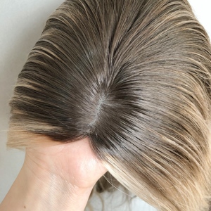 ท็อปเปอร์ผมแท้ยุโรปแ<span class=keywords><strong>บ</strong></span><span class=keywords><strong>บ</strong></span>คลิปหนีบ สี<span class=keywords><strong>บ</strong></span><span class=keywords><strong>ลอน</strong></span><span class=keywords><strong>ด์</strong></span>บาเลยาจ  ฐานไหม  สำหรับผู้หญิง  ให้ความรู้สึกเหมือนหนังศีรษะจริง - Product Image 5