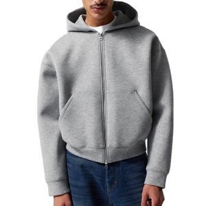 Fabricantes Drop Shoulder Plain Luxury Heavy Weight French Terry Oversized 500gsm Zip up Men Cropped Boxy Hoodie - Product Image 1
