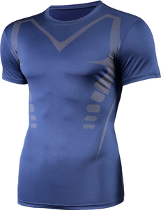 Camiseta deportiva informal ajustada para hombre, elástica transpirable para entrenamiento de gimnasia, correr, Fitness y baloncesto, ropa moldeadora de manga corta - Product Image 1