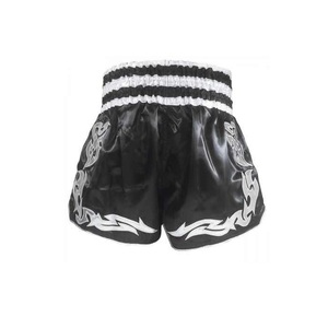 กางเกงขาสั้นมวยไทยเอวสูงสีดำและสีขาว - Product Image 2