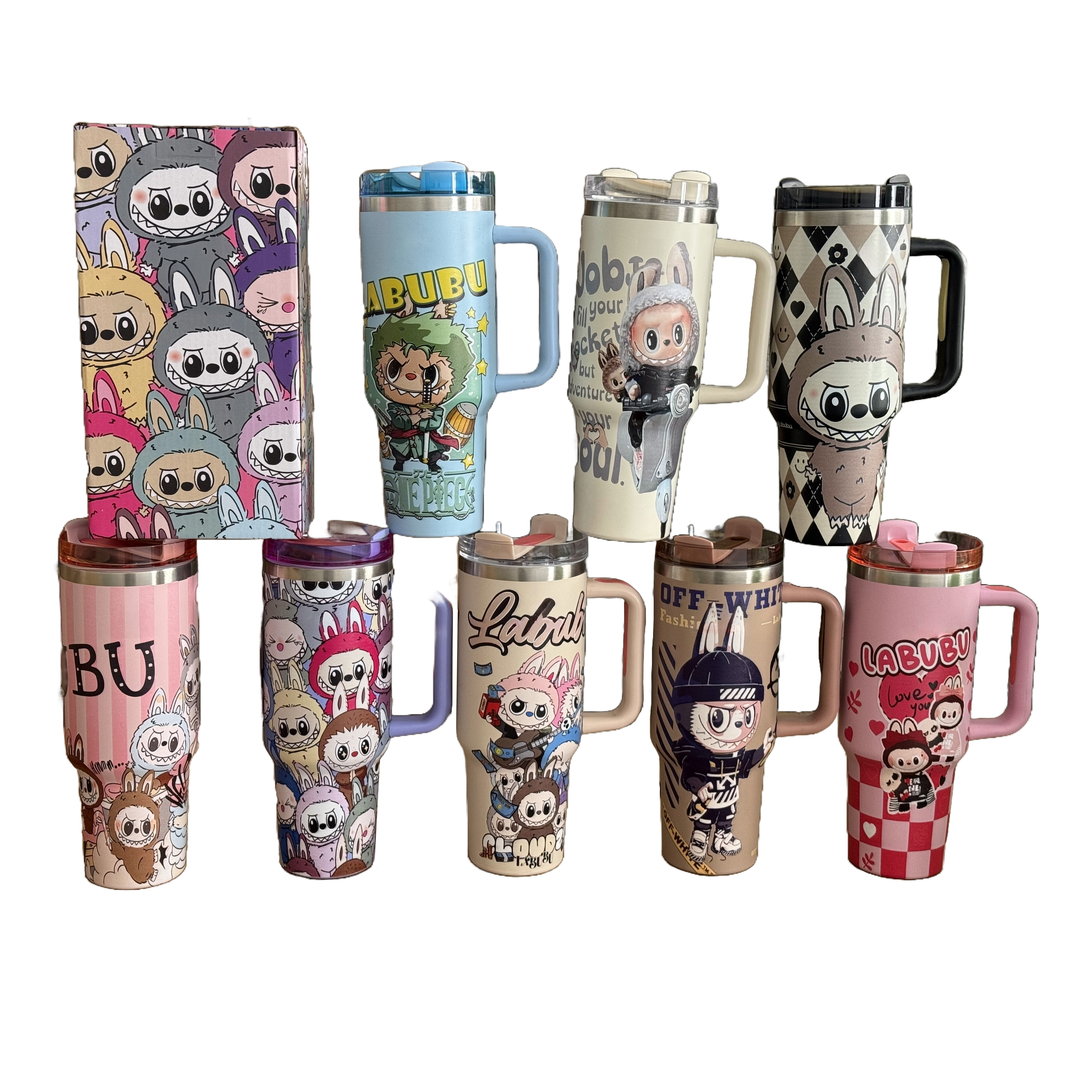 Novelty Gifts Custom CO Brand 3D Cartoon Labubu Mart Double Wall 40oz  Insulated BPA Free Vacuum Cup Tumbler with Box Brand Logo