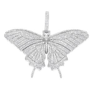 Pendentif Hip Hop moderne en moissanite VVS sertie de diamants avec un design papillon en argent 925 plaqué or à prix de gros - Product Image 5