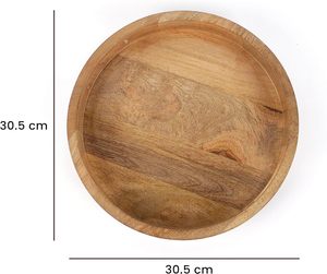 Rustic Wooden Serving <b>Tray</b> - Round Wood Decorative Vintage Centerpiece <b>Candle</b> Holder <b>Trays</b> Farmhouse Ottoman <b>Tray</b> - Product Image 5