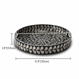 Plateau de service en bois carré fait à la main avec incrustation de nacre prix de gros d'usine de taille personnalisée - Product Image 4