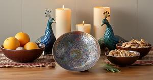 Hermoso diseño de pavo real dorado, frutero seco decorativo de latón, 9 \ ", utensilios de cocina de trabajo tallados, regalo de Rampuri-Bowl - Product Image 2