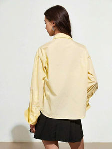 เสื้อเชิ้ตแขนยาวผ้าฝ้ายน้ำหนักเบาเข้ารูปสำหรับผู้หญิงระบายอากาศได้ดีผลิตโลโก้สีพิมพ์ลายเวียดนาม - Product Image 2