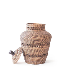 Jarrón tejido a mano con patrón trenzado y tapa Hecho en Vietnam Material ecológico para decoración del hogar y decoración de vajilla al por mayor - Product Image 3