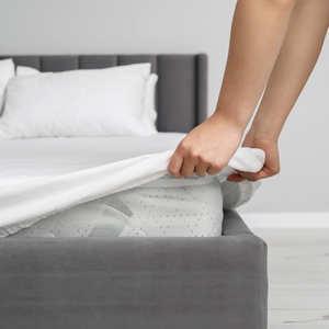 Protège-matelas imperméable en coton/polyester, taille 200x200 cm, entièrement ajusté, bords en caoutchouc, anti-bactérien, anti-acariens, toutes saisons - Product Image 2