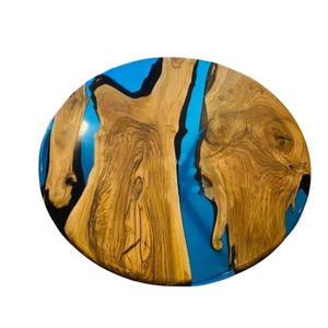 Mesa de Centro de Resina Azul Hecha a Mano con Río de Resina, Madera Maciza Natural, Muebles de Lujo para el Hogar y la Oficina - Product Image 2
