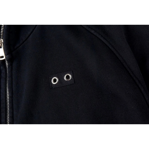 Sweat-shirt à capuche semi-ouvert à fermeture éclair avant et arrière Sweats à capuche décontractés à manches longues noirs et blancs avec poches pour hommes - Product Image 4