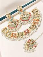 Ensemble plaqué or Nauratan, ensemble complet pour les fêtes, bijoux indiens pakistanais pour mariage, bijoux de style Bollywood indien, bijoux pakistanais