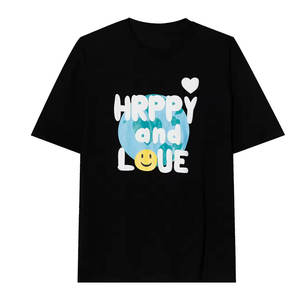T-shirt imprimé bouffant à manches courtes pour couple d'été, t-shirt imprimé 100% coton personnalisé, vente en gros - Product Image 4