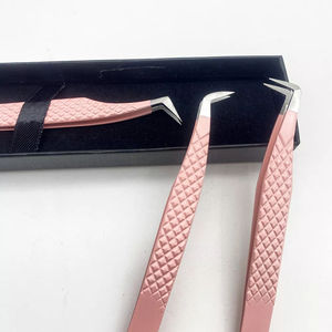 Superventas, venta al por mayor, acero inoxidable, 60 grados, volumen rosa, pinzas para pestañas, herramienta de extensión de pestañas - Product Image 5