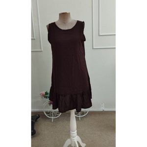 Robe courte à bretelles et col rond pour femme avec imprimé léopard, en viscose tissée à lacets, 35352 - Café - Product Image 4