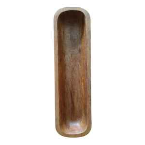 Bougie en bois brun antique bol long sculpté à la main ferme rustique décoratif en bois artisanat table de mariage de noël pièce maîtresse - Product Image 2