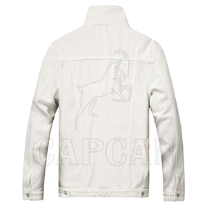Best Selling Men's High Street Style Denim <b>Jackets</b> Custom Pattern Plain <b>White</b> with Long Sleeves - Product Image 2