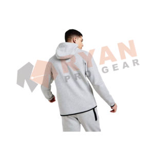 ชุดวอร์มกีฬาฤดูหนาวแบบมีฮู้ดคุณภาพสูงสำหรับผู้ชาย ระบายอากาศได้ดี ผลิตจากโพลีเอสเตอร์ รับผลิตแบบ OEM พร้อมโลโก้สำหรับการฝึกซ้อม - Product Image 6