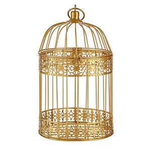 กรงสัตว์เลี้ยงลายนกดูคลาสสิกเคลือบทองสินค้าให้เป็นของขวัญสำหรับเทศกาลสินค้าคุณภาพสูงราคาโรงงานโดยตรงของตกแต่งบ้าน - Product Image 4