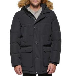 Ventes en gros 2026 Parka longue matelassée pour homme avec capuche à fourrure, coupe-vent d'extérieur, avec poches - Product Image 1
