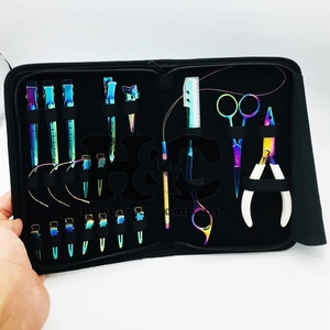 HOOPER COMPANY Rainbow Multi Kit de herramientas de extensión de cabello de acero inoxidable que Incluye alicates Aguja Loop Razor Cabello humano para - Product Image 2