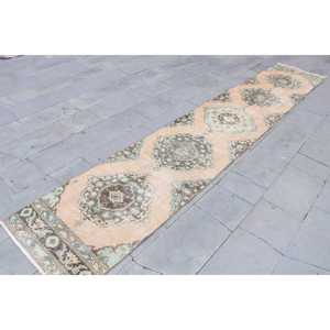 1.7x12.9 ft Vintage Turkish <b>Rug</b>, <b>Runner</b> <b>Rug</b>, Brown Ikat <b>Rug</b> - Product Image 3