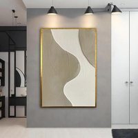 Pur fait à la main grand blanc et marron Texture mur Art moderne abstrait toile cadre 3d texturé art peintures