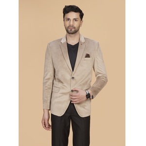 Blazer décontracté pour homme en velours beige de haute qualité, idéal pour les tenues décontractées élégantes et les soirées, disponible à un prix abordable en provenance d'Inde - Product Image 1