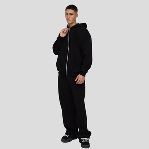 Vêtements pour Hommes 100% Coton Survêtement Sérigraphie Logo Pantalon Empilé et Survêtement à Capuche avec Fermeture Éclair pour Hommes - Product Image 4