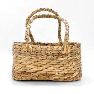 Paniers de saule tissés à la main panier de fille de fleur de jacinthe d'eau pour les accents de fête de mariage et cadeau - Product Image 1
