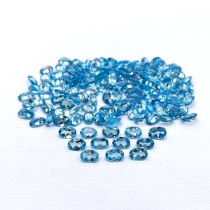 Piedras preciosas calibradas facetadas de corte ovalado de Topacio Azul suizo Natural de 4x6mm para la fabricación de joyas Topacio piedra suelta sin tratar al por mayor - Product Image 1
