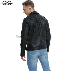 Blouson aviateur élégant en similicuir pour homme avec ceinture zippée Manteau de motard coupe ajustée pour la moto d'hiver Pièce unique incluse - Product Image 6