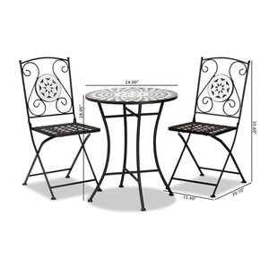 Bộ 3 Món Nhà Hàng Khảm Ngoài Trời Bộ Đồ Ăn Trong Vườn Bộ Bàn Tròn Và 2 Ghế Xếp Ngoài Trời Bộ Trò Chuyện Ngoài Trời - Product Image 3